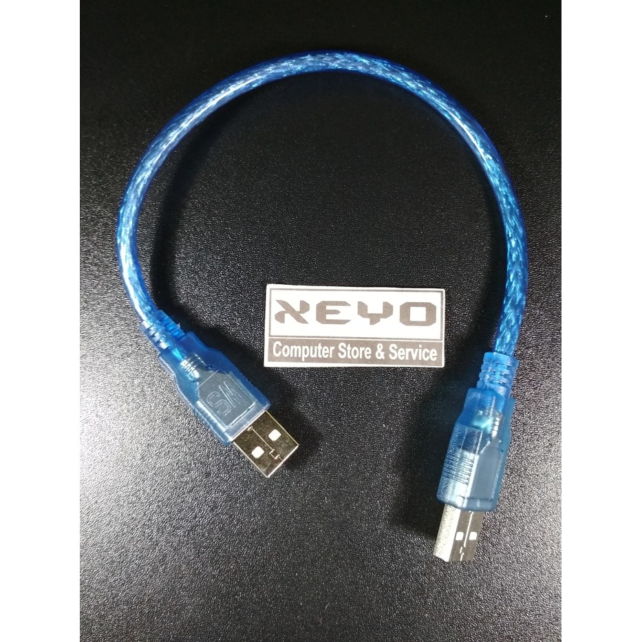 Kabel usb 2.0 male to male untuk Harddisk Fingerprint 30cm biru