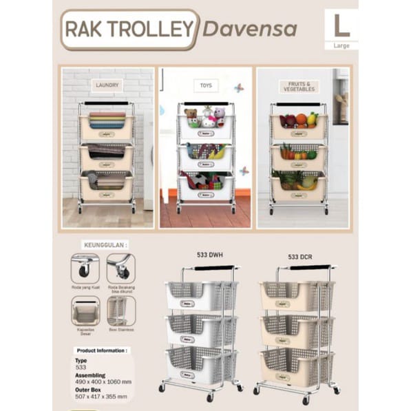 Trolley instrumen troli instrumen meja instrumen troly barang trolley Troli Makanan Troli Barang Troli Serbaguna Troli Naiba Davensa Original