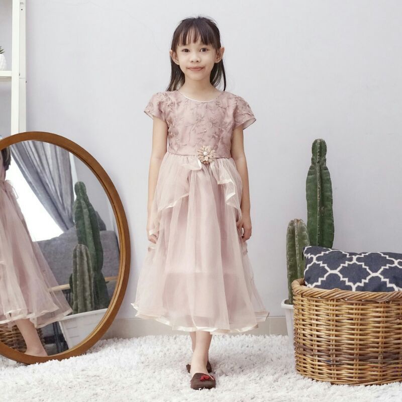 dress anak / gaun pesta anak / muslim anak perempuan / baju anak pesta/ KEMBANG TENGAH