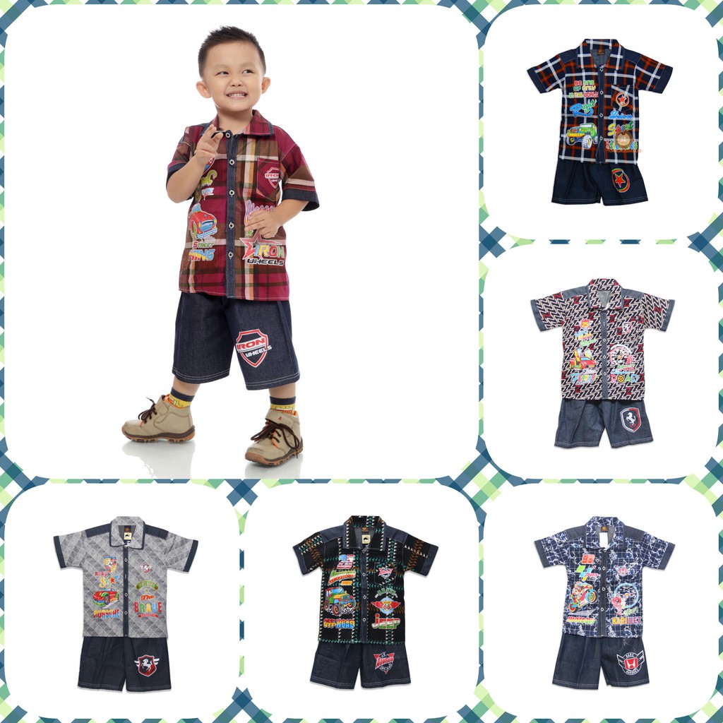 Kemeja Jeans Anak Laki-Laki 2-5 Thn Celana Jeans Bahan Halus Setelan Anak Laki-Laki Termurah