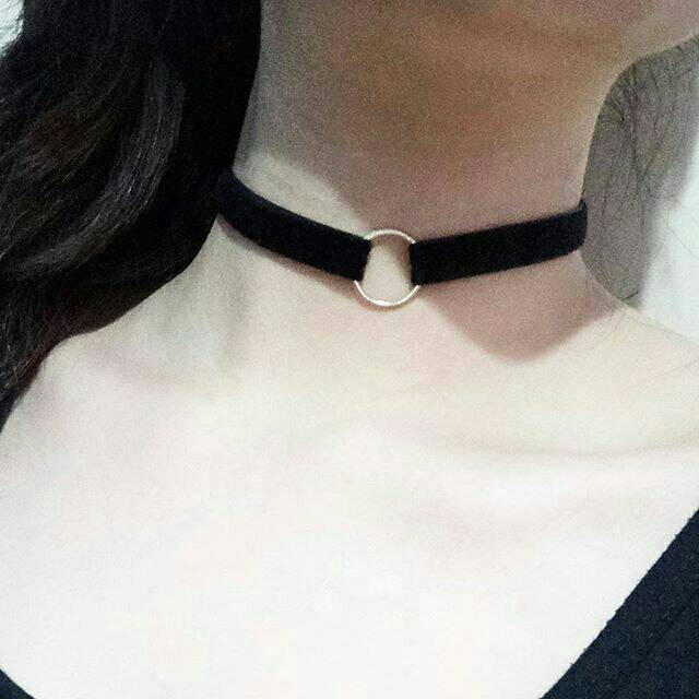 Silver O-Ring Black Velvet Choker Necklace | Kalung Handmade Premium Collection