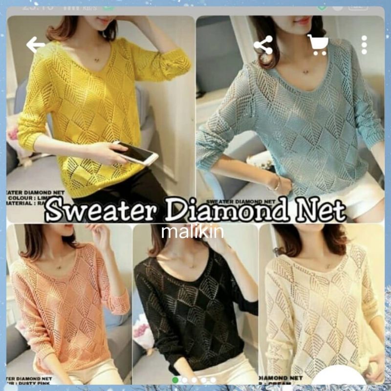 SWEATER DIAMOND NET / BAJU RAJUT PREMIUM / SWEATER JARING RAJUT