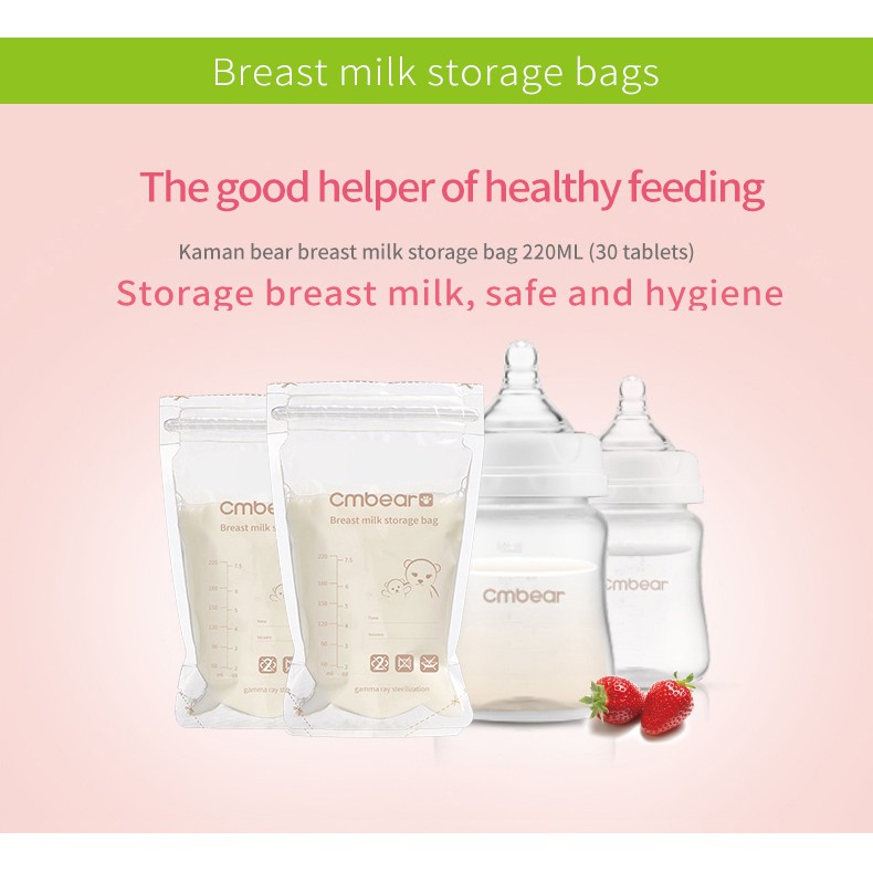 Cmbear 30Pcs Kantong Plastik Susu / ASI / Breast Milk Storage Bags 220ml