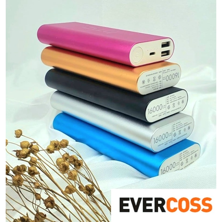 Power Bank Evercoss 2 Port USB REAL 16.000 mAh Bahan Metalic