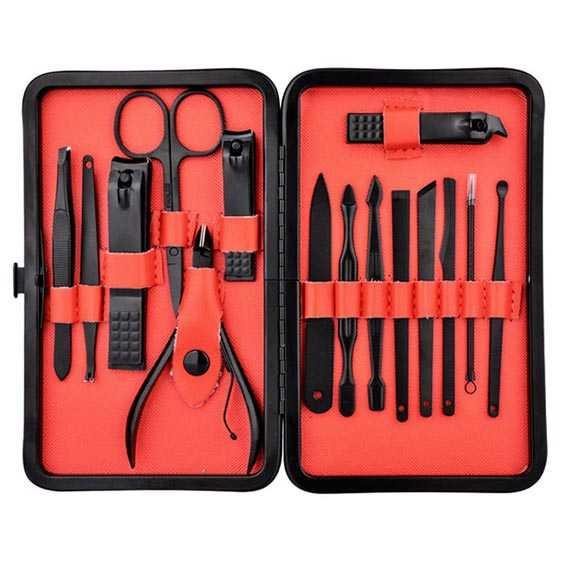 Art Set Manicure Pedicure 15 in 1 - Red/Black