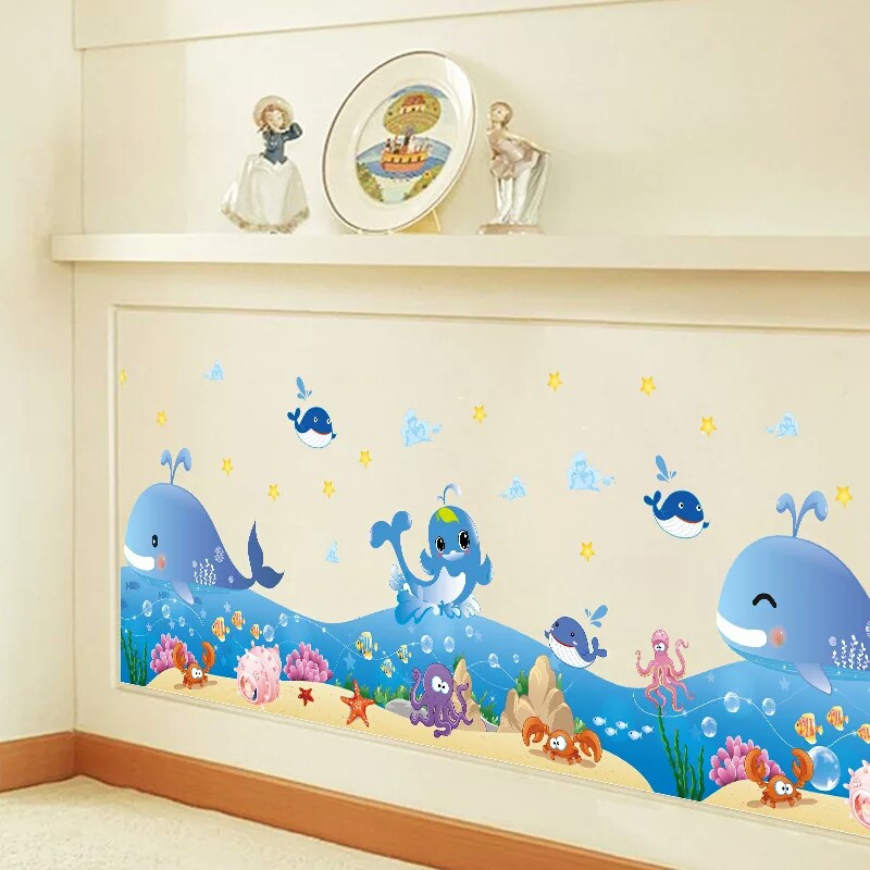 RELIZA WALL STICKER LIS IKAN PAUS FISH RUMPUT LAUT KAMAR MANDI STIKER DINDING XL7149