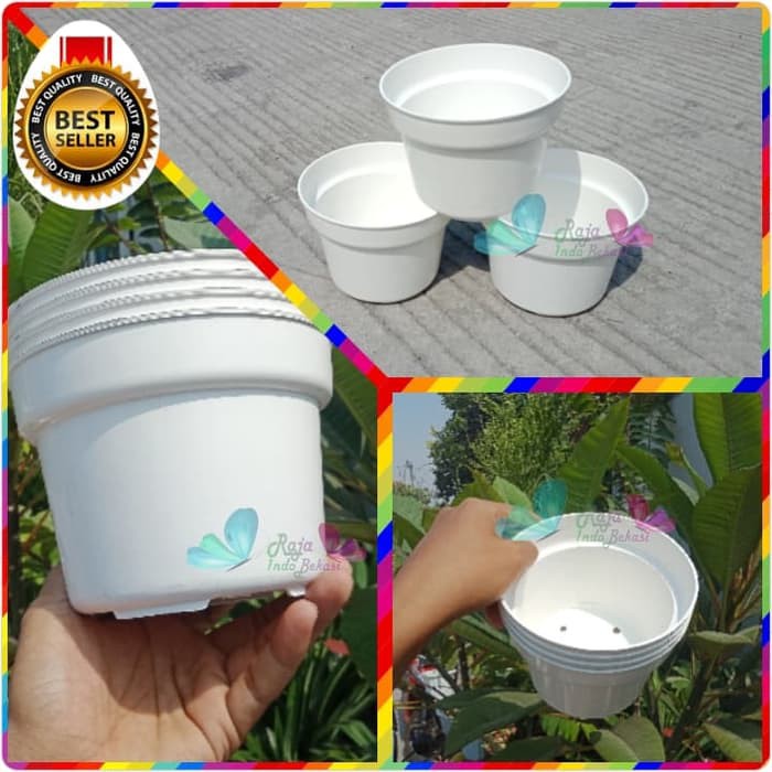 Pot Bunga 15 Cm Putih Bulat Pot Tanaman 15cm Putih Cantik | Bukan Pot 15 Hitam