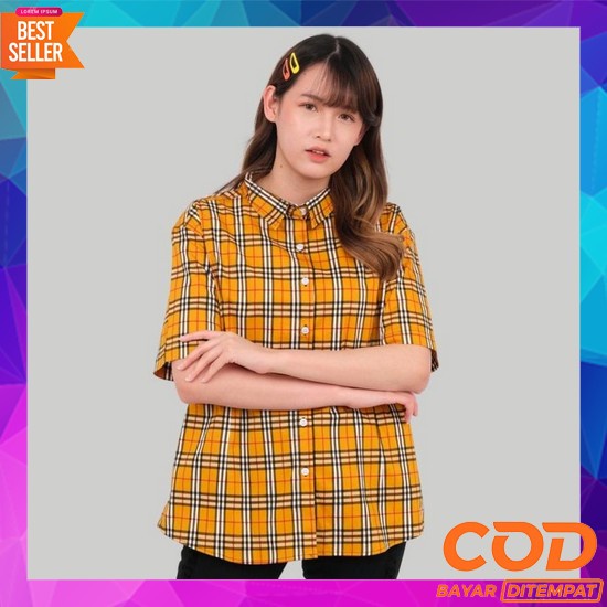 Kemeja Wanita Lengan Panjang Casual Hem Blouse Baju Atasan Wanita Cewe Monellina 50119 Baju Kemeja A