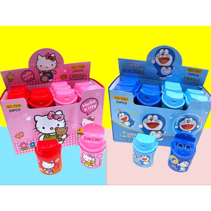 

Serutan rautan Pensil 2 lubang doraemon dan unicorn