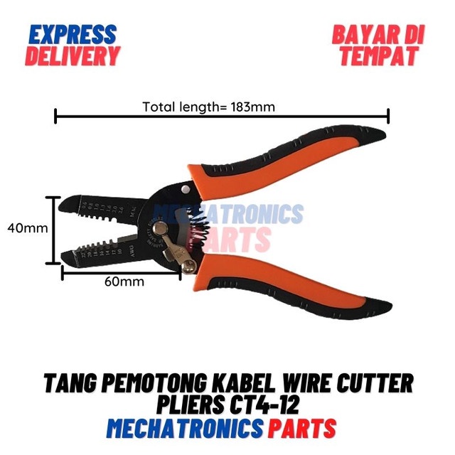 [5678] Tang Pemotong Kabel Wire Cutter Pliers CT4-12