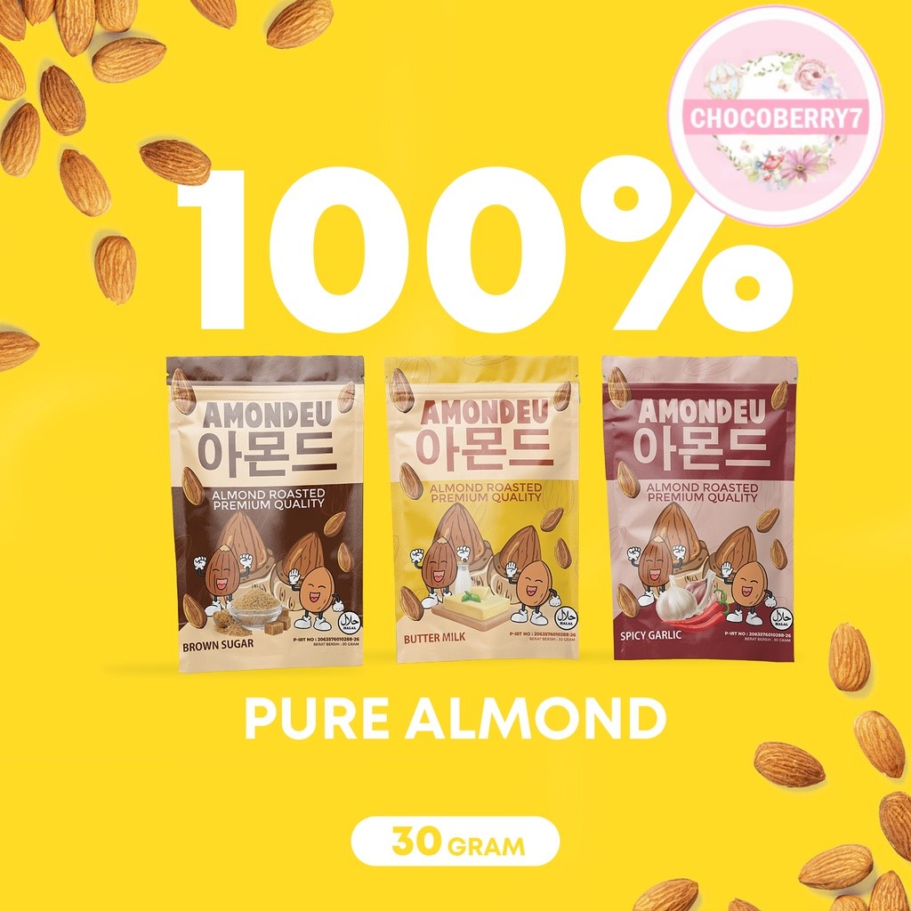 AMONDEU KOREAN ALMOND ROASTED 30gr - 100% Pure Almond Yummys Almond