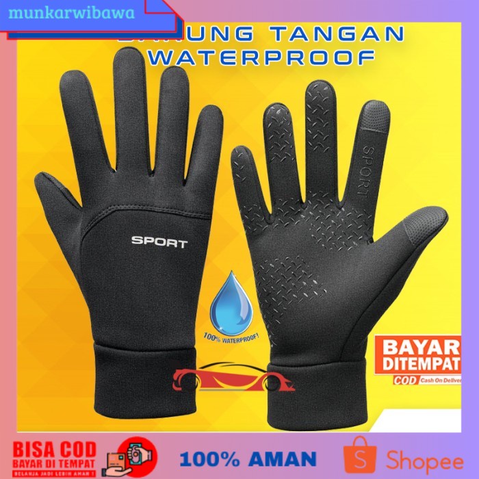 (BISA COD) Sarung Tangan Sepeda Sarung tangan Motor Sarung Tangan Anti Air Sport - L