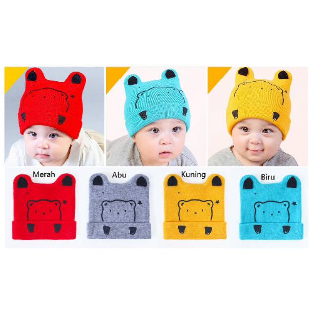 Topi Bayi Kupluk Lucu Motif Bear