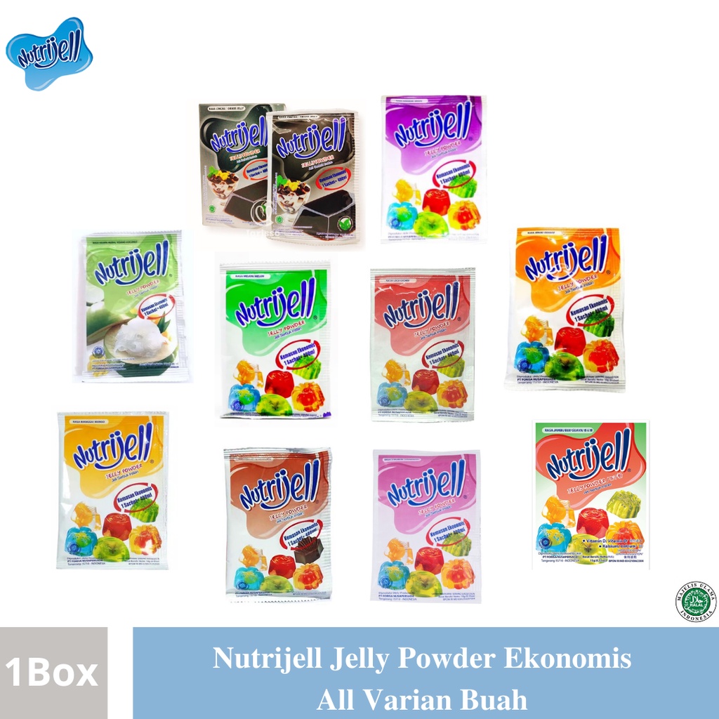 

Nutrijell Jelly Powder Ekonomis All Varian Buah 1 Box Isi 12 Pcs
