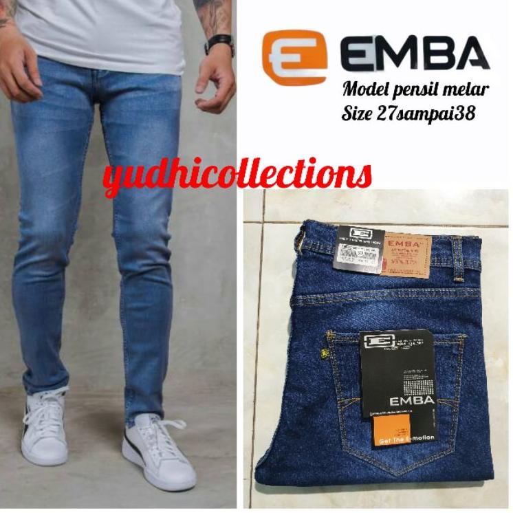Celana Jeans Pria/Cowok Emba Grade Original Skinny Slimfit/Pensil Bahan Karet Melar –APK.16Ap22d