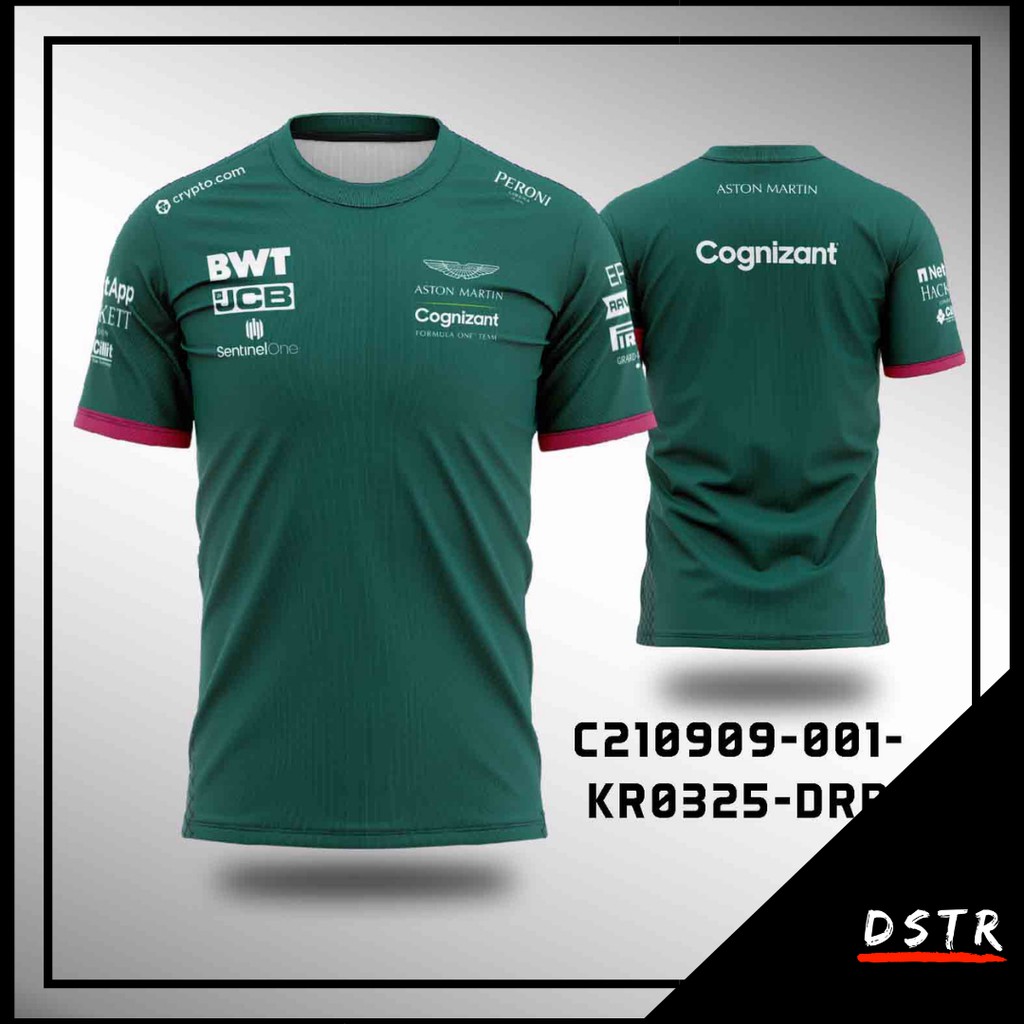 Kaos Baju Jersey F1 Formula One Team Aston Martin 2021 Full Print Lengan Pendek