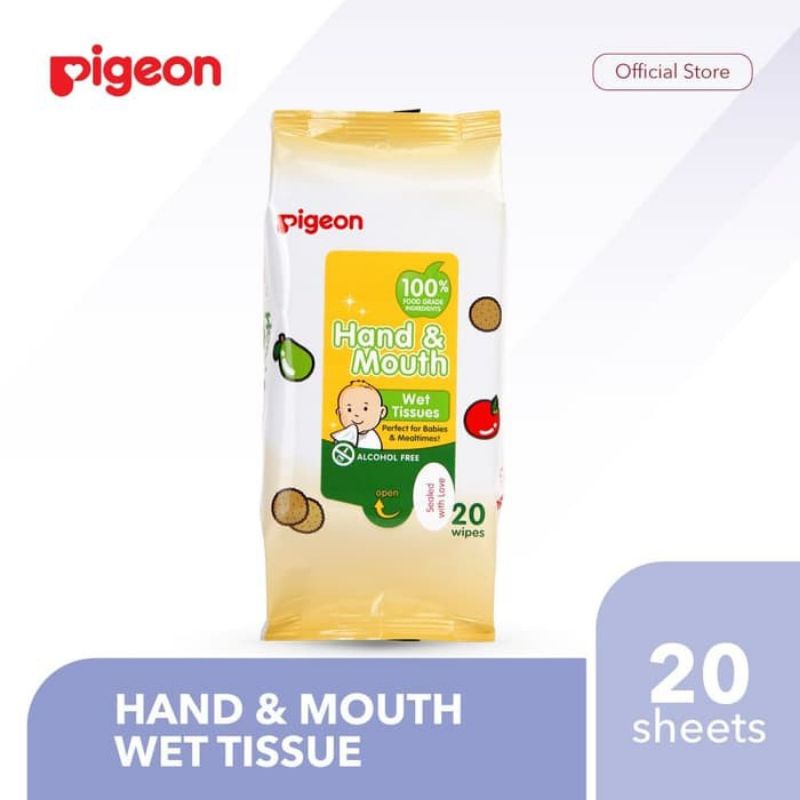 Pigeon Baby Wipes Hand and Mouth Wet Tissue 20pcs - Tissue Basah Bayi Food Grade