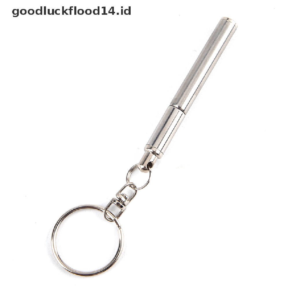 [OOID] Portable Telescoping Tool Pen Metal Key Ring Stainless Steel Keychain Gift ID