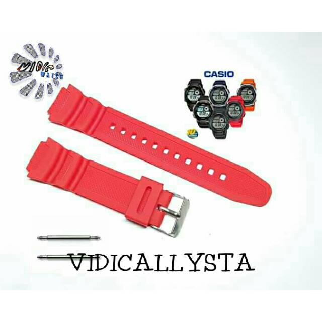 STRAP CASIO TALI JAM CASIO AE 1000 1100 SGW 300 400 450 500 WS 200 210 HIJAU MERAH FREE PEN