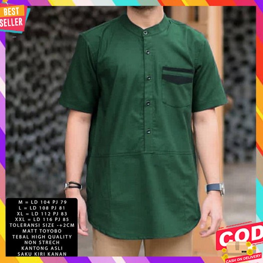 Baju Koko Lengan Panjang Hitam - Kemko Miqdar - Baju Koko Rabbani Lengan Panjang - Baju Koko Kancing