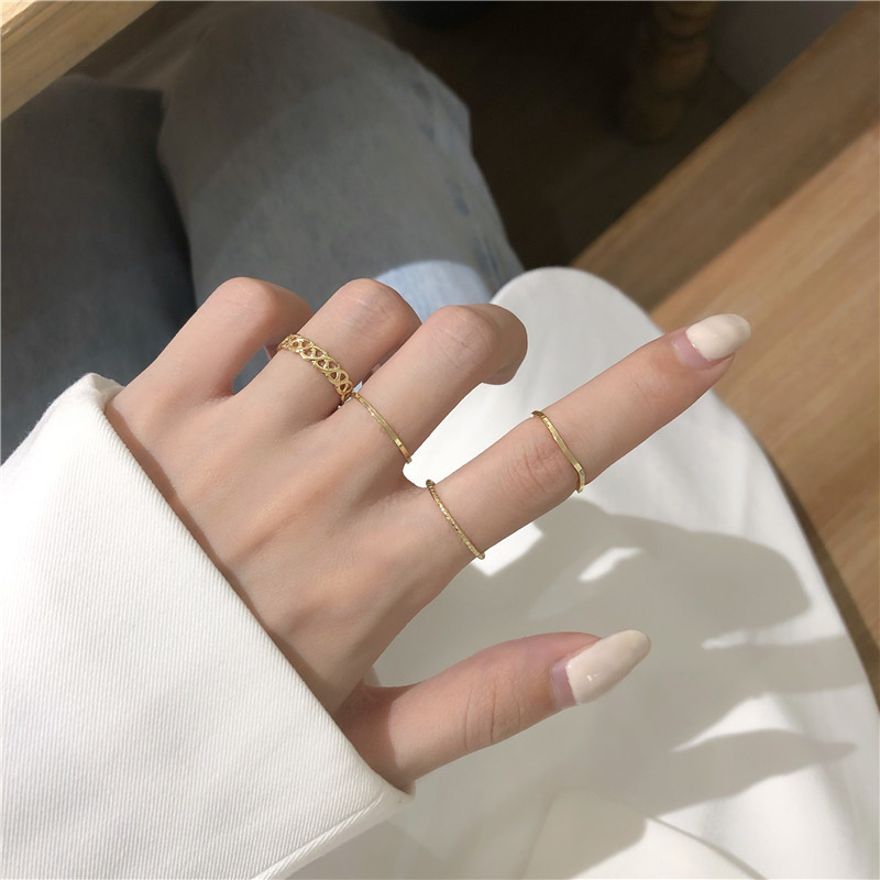 Set 4 Pcs Aksesoris Cincin Kombinasi Gaya Korea Untuk Hadiah