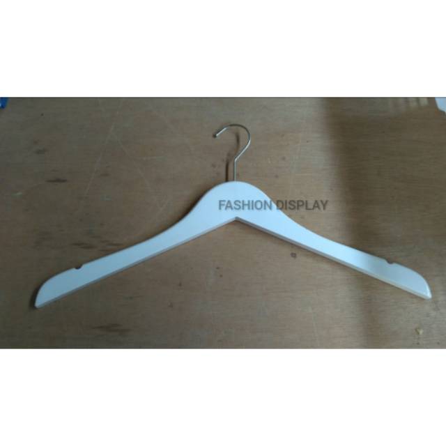 Hanger Kayu Dewasa Putih/Gantungan Baju Kayu Putih/Display Pakaian (BH)