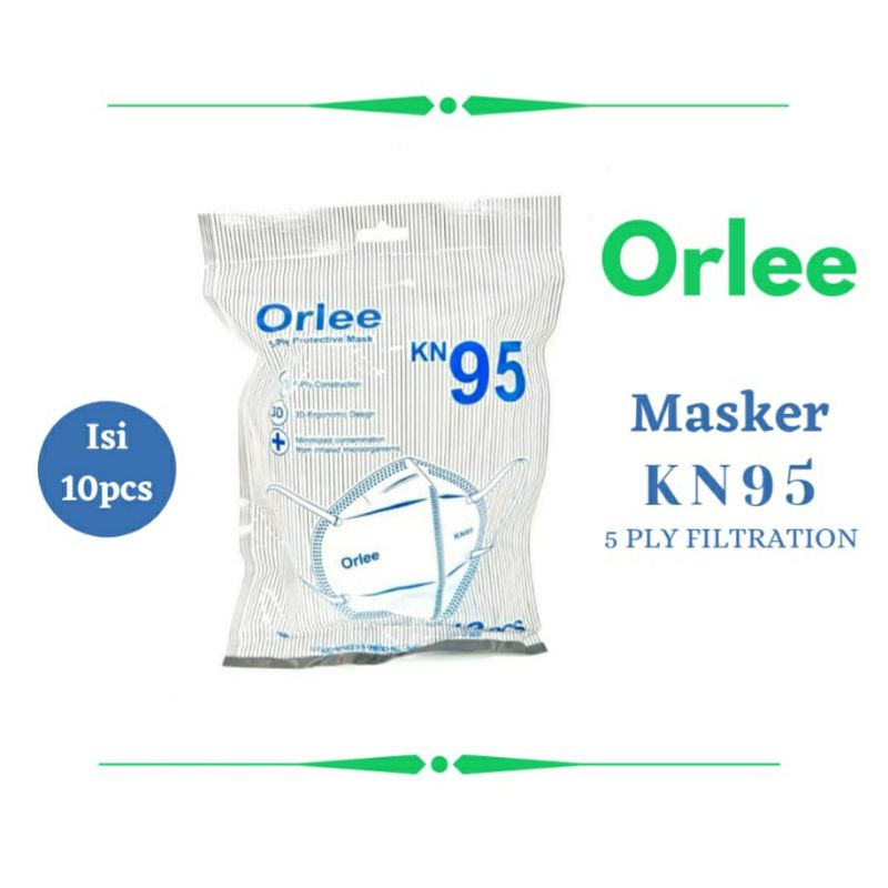 Masker Orlee KN95 5ply Earloop Disposable Mask Isi 10 Pcs