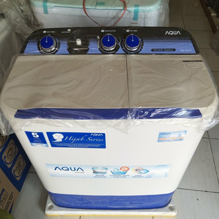 Mesin Cuci 2 Tabung AQUA Sanyo AQW 781 XT 7.5 KG Cuci Dan pengering Hijab Series