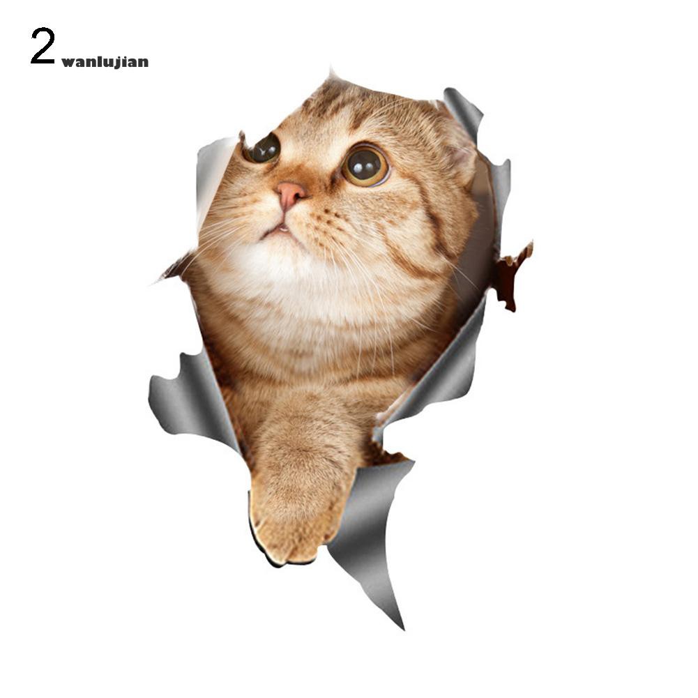 Wa Stiker Decal 3d Motif Kucing Mengintip Untuk Dekorasi Body