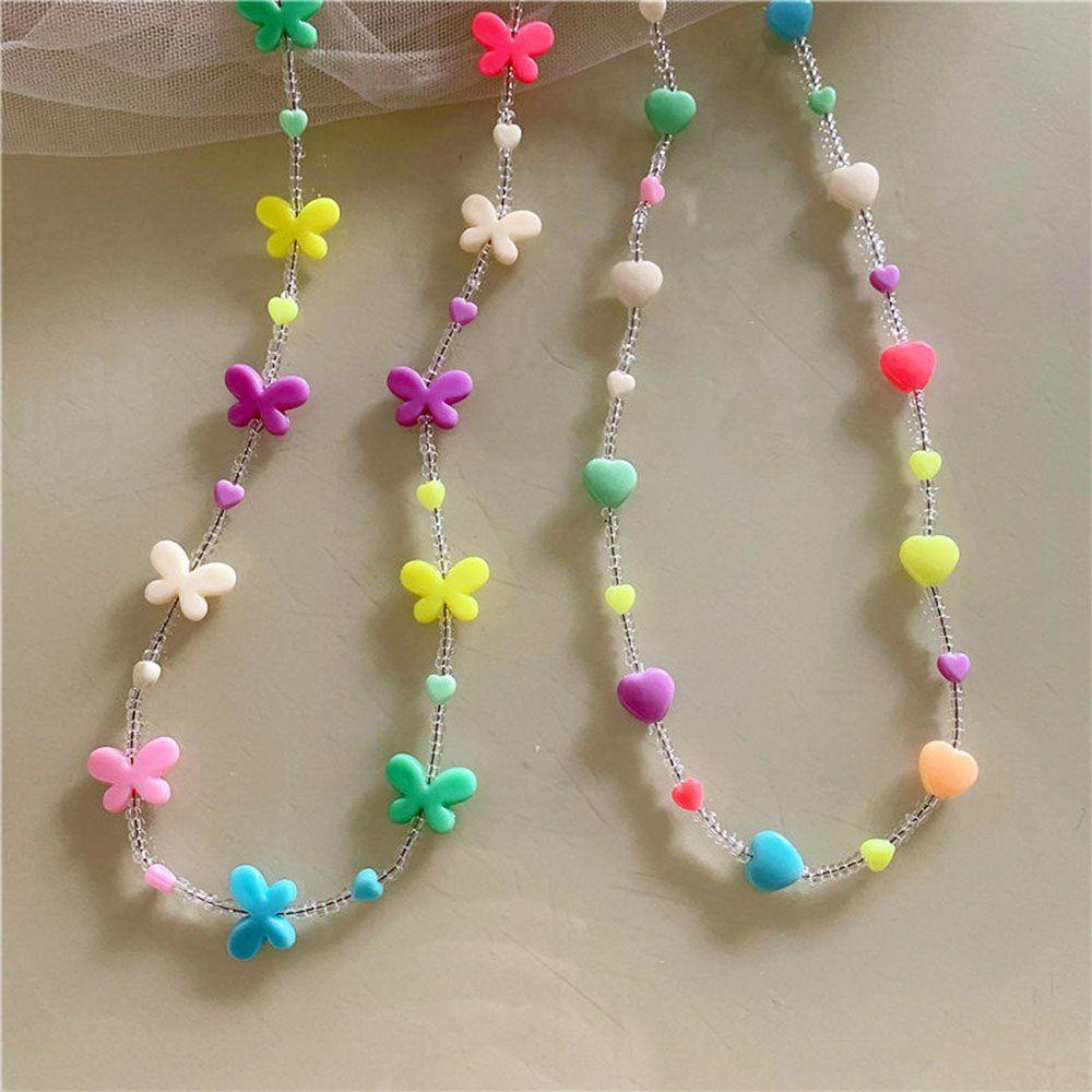 Lily Beaded Glasses Chains Colored Anti Slip Heart Butterfly Beaded Tali Kacamata