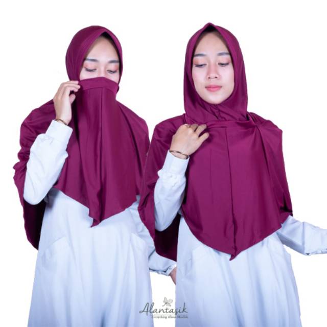 Jilbab Saudi AISYAH Pet Antem anti corona hijab instan niqob safety masker ALANTASIK R.14