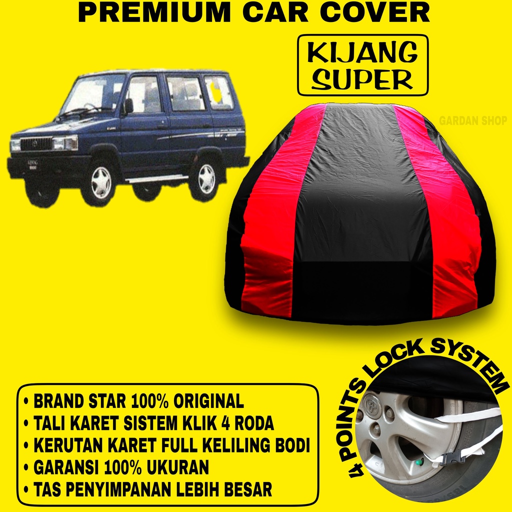 Body Cover KIJANG SUPER Sarung Strip MERAH Penutup Bodi Mobil Kijang Super Strip Waterproof PREMIUM Cover