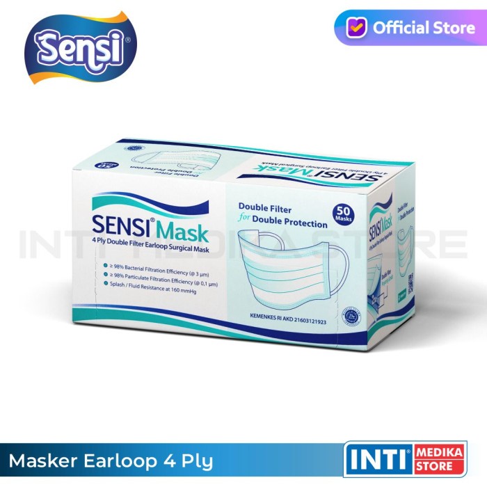 Sensi - (New) Masker 4 Ply Earloop Double Filter Surgical Mask #98