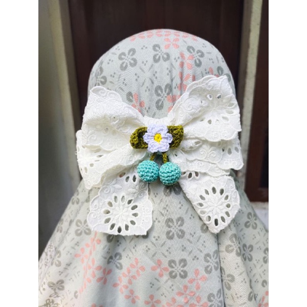 Konektor Masker Pita Vintage Renda Sailor Bow Strap Pengait Masker Hijab Lace Princessa Ribbon