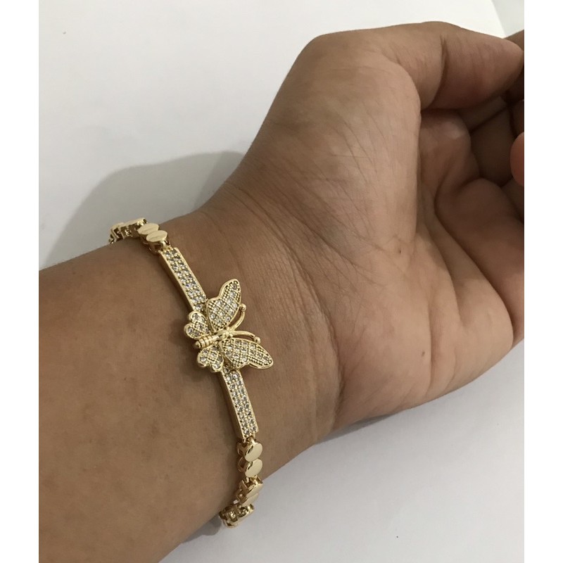 Gelang Dewasa Mei Kupu Kristal Titanium 23K (emas)
