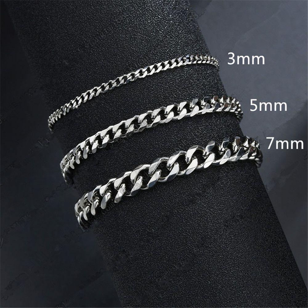 Preva Perhiasan Gelang Pria3Per5/7mm Fashion Pria Rantai Lebar