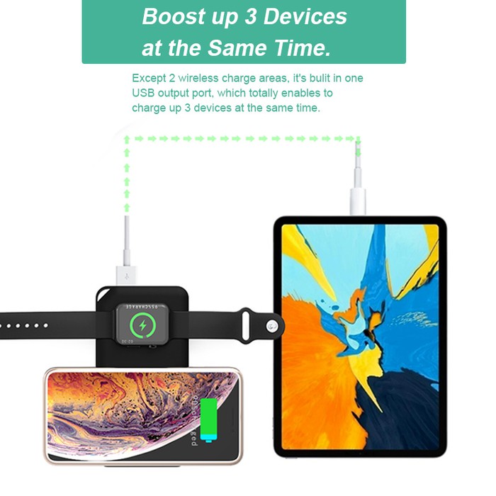 Zola Infinity Duo Powerbank Wireless 10000mAh Untuk Hp & Apple Watch