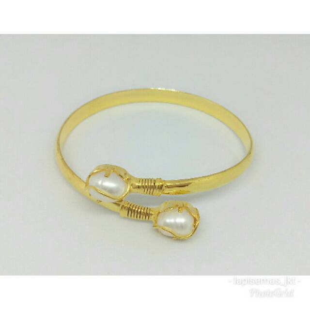 Gelang Kaku Mutiara Silih Asih lapis emas 24k