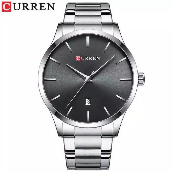 Termurah Jam Tangan Pria CURREN 8357 Analog Tanggal Aktif - Silver Hitam Dijamin