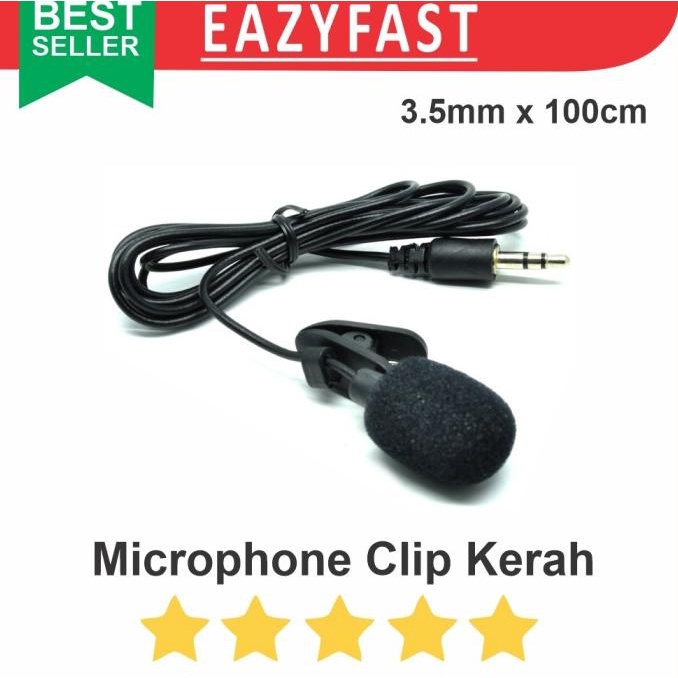 Mic Kerah Kabel Collar Microphone + Clip Jepit Google Voice Laptop MC efst90 Kualitas Baik