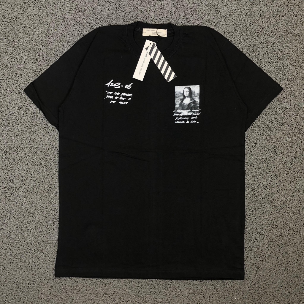 KAOS T SHIRT TEE OFF WHITE MONOCHROME MONALISA HITAM