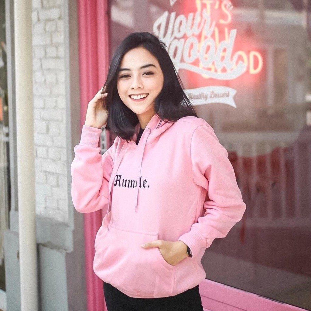 Sweater Hoodie Wanita HUMBLE Size M-XL-Pink