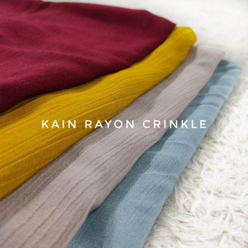 Kain Rayon Crinkle Polos 50 Cm Kringkel Crincle 0,5 m. Bahan Katun Rayon Crinkle Import Premium Kain
