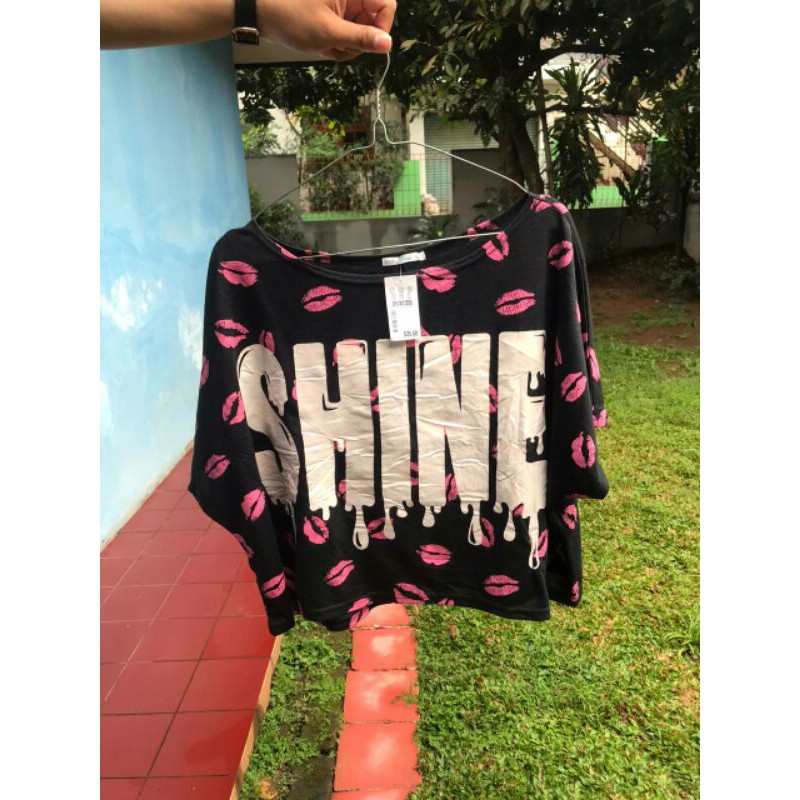 kaos crop top lengan pendek