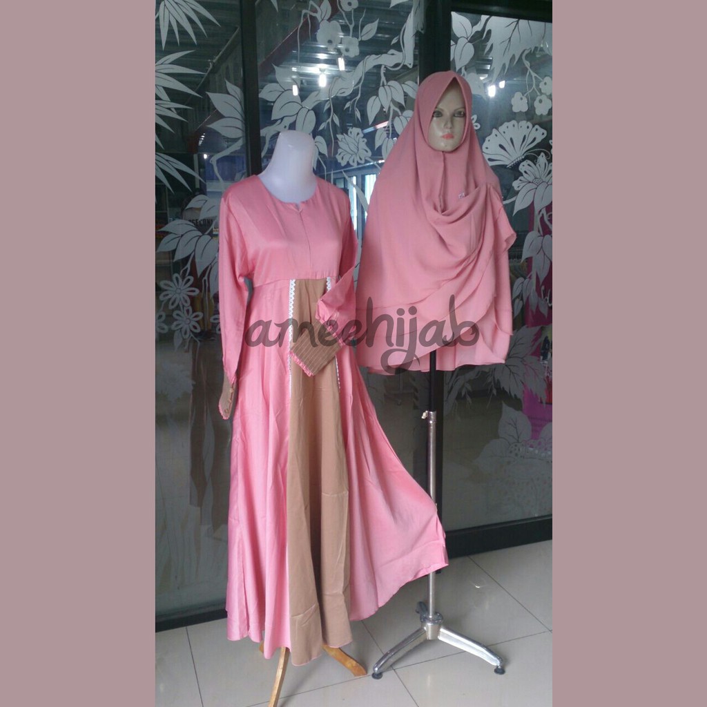 Vimiva - Pulipe Dress Syari Gamis Set Coklat Salem by Zahidah