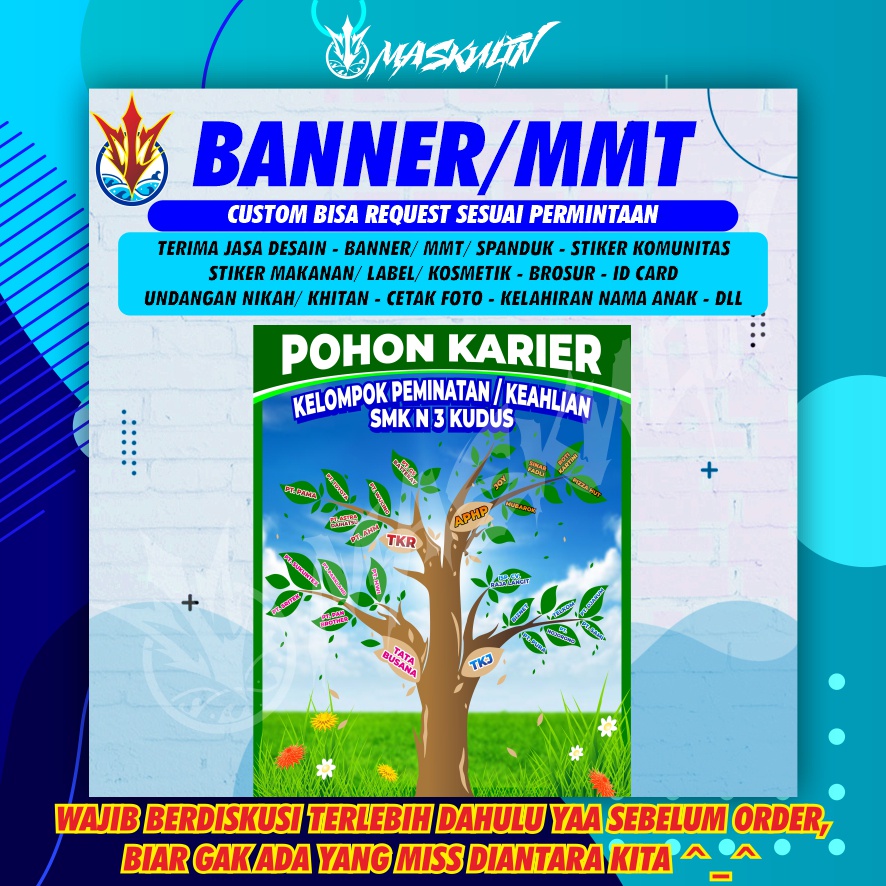 Banner MMT Spanduk Pohon Karir Kelompok Peminatan / Keahlian SMK N Struktur Organisasi Kelas Sekolah