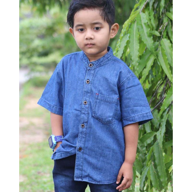 TERBARU KEMEJA JEANS ANAK LAKI LAKI SIZE 1-7 TAHUN / KEMKO ANAK MAT DENIM