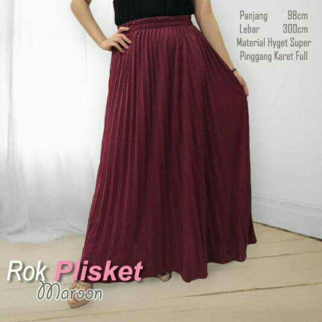 Rok plisket karet pinggang