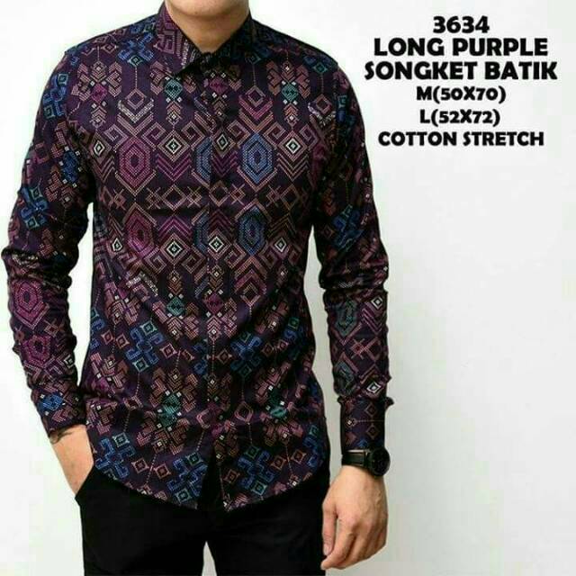 Risna Batik HRB026 kenongo kemeja hem pendek padi pekalongan M L XL MURAH KEREN bati pria wajik biru