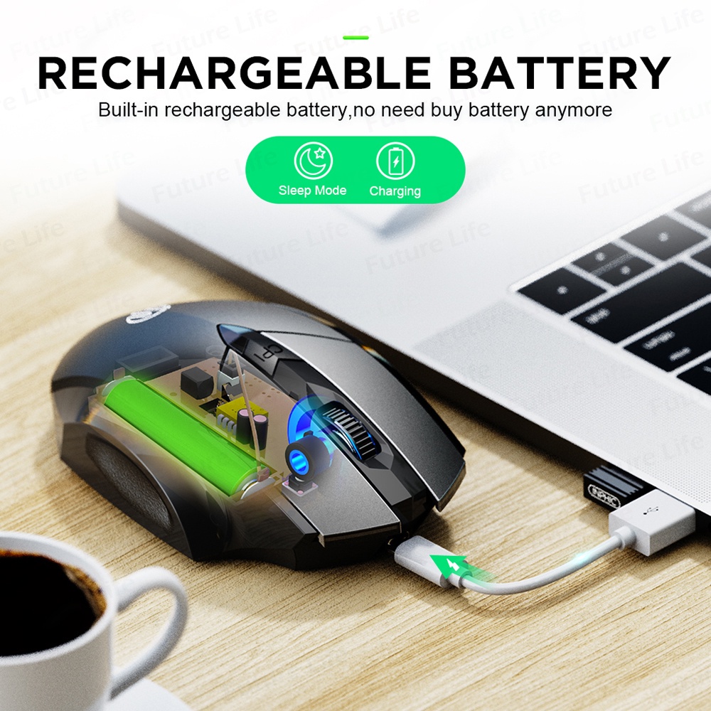 INPHIC PM-6 Mouse Wireless Bluetooth Rechargeable 2.4G Office Silent Mouse Support PC Laptop Tablet Mouse Gaming